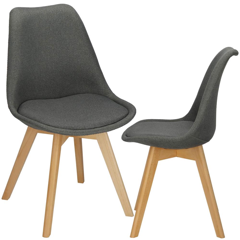 Set 4 scaune dining Verdhe pentru bucatarie tapitat cu material din in, 44x80cm, gri
