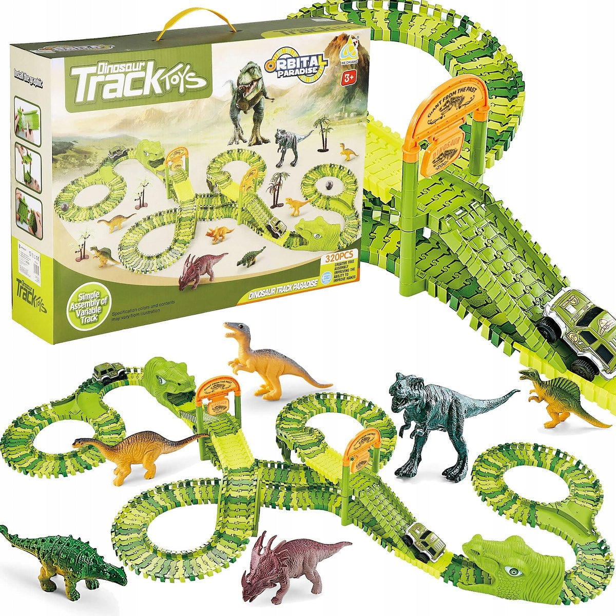 Circuit masinute Dinosaur Park, cu 320 de piese, pista configurabila
