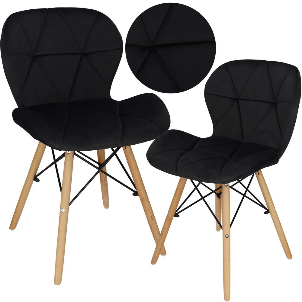 Set 4 scaune dining Torino pentru bucatarie tapitat cu catifea, 40x72cm, negru