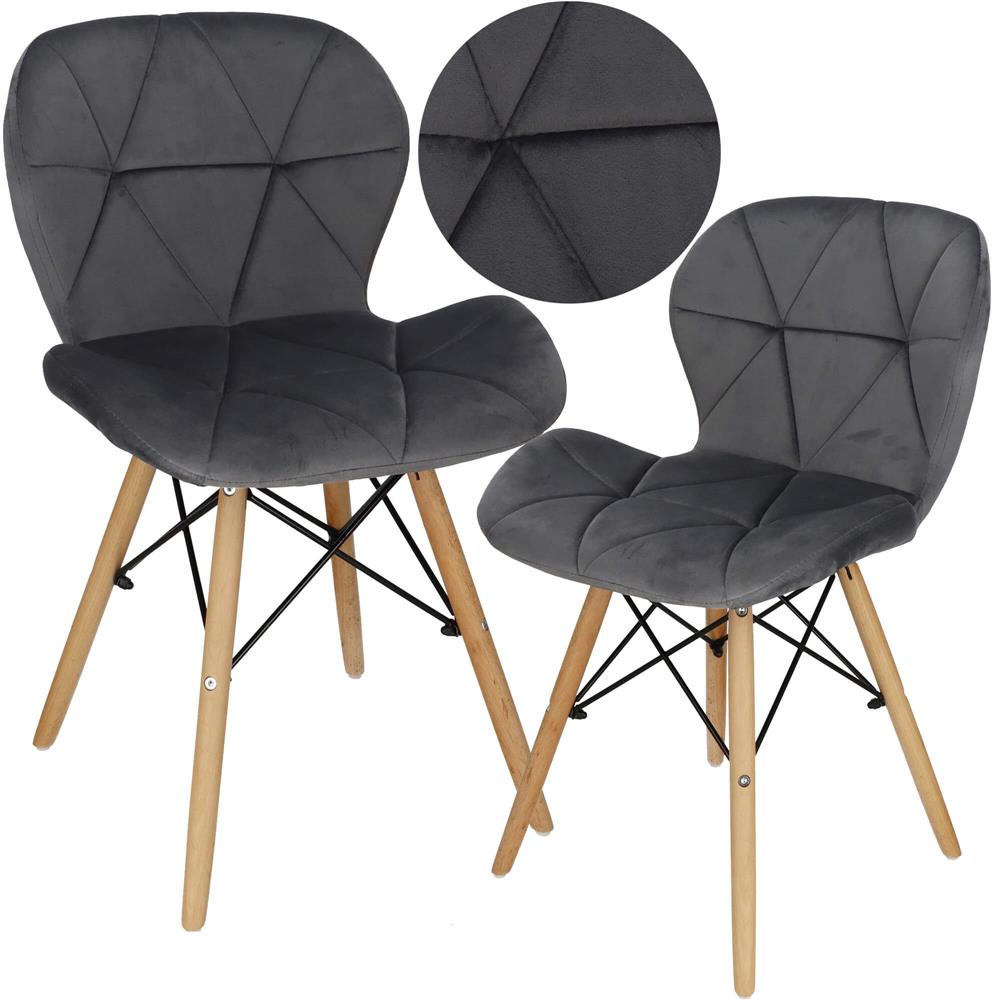 Set 4 scaune dining Torino pentru bucatarie tapitat cu catifea, 40x72cm, gri