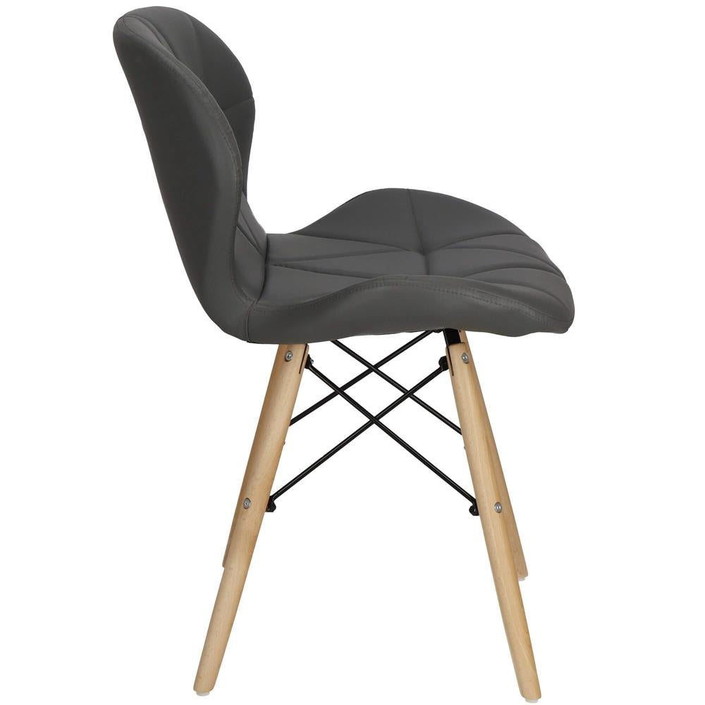 Set 4 scaune dining Torino pentru bucatarie tapitat cu piele ecologica, 40x72cm, gri