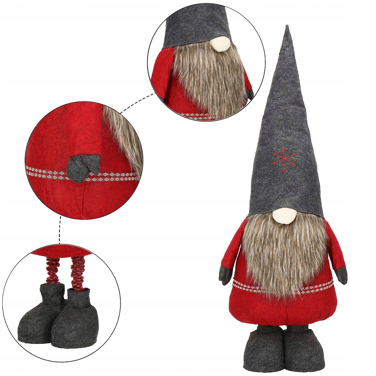 (DL) Figurina Craciun, Spiridus, picioare telescopice, inaltime extensibila 95-160cm