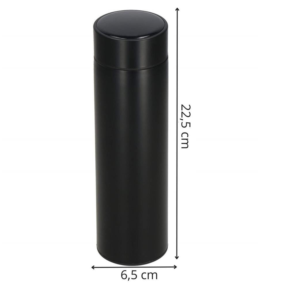 Cana termos Smart, inox, display LED, afisare temperatura, 500ml, 23cm, negru