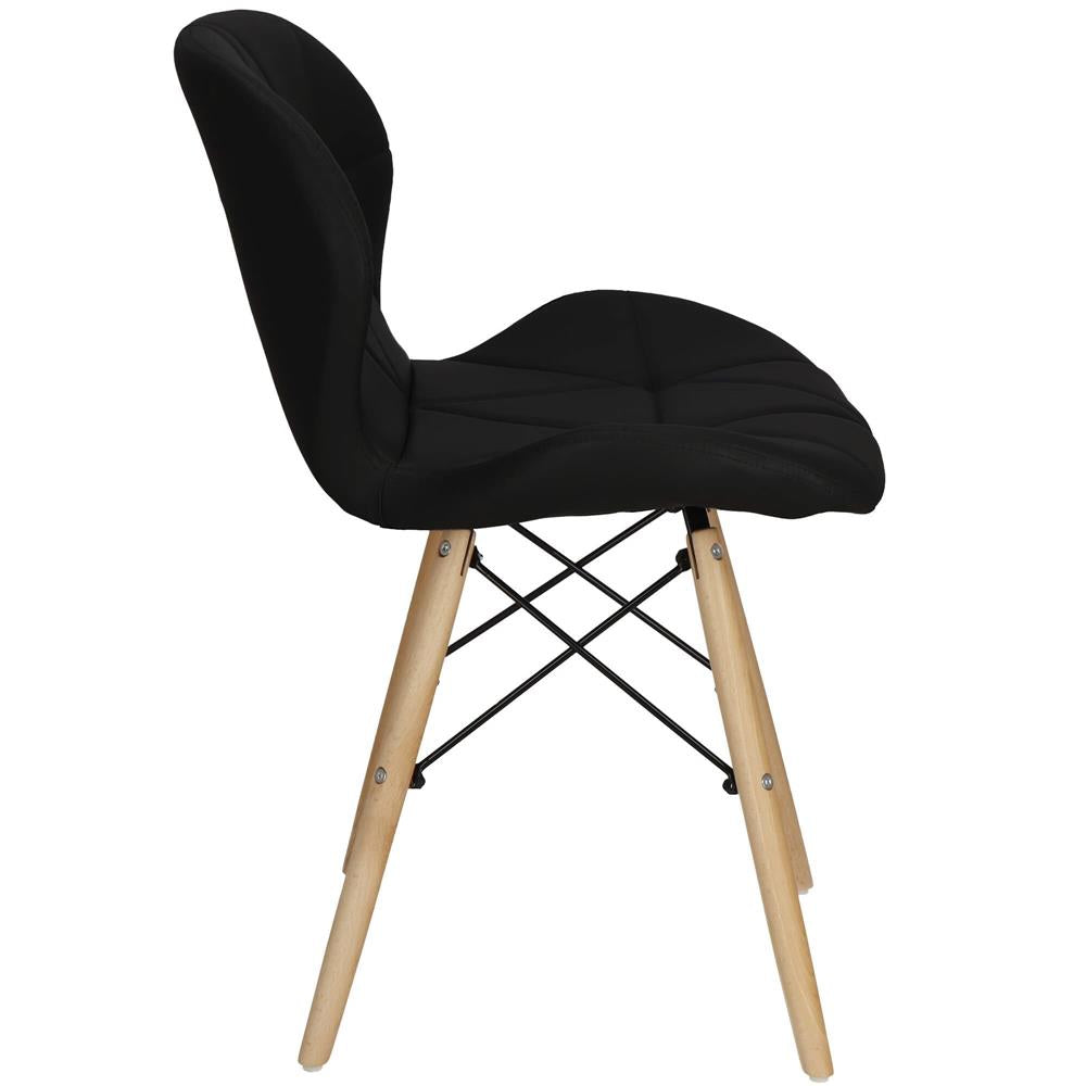 Set 4 scaune dining Torino pentru bucatarie tapitat cu piele ecologica, 40x72cm, negru