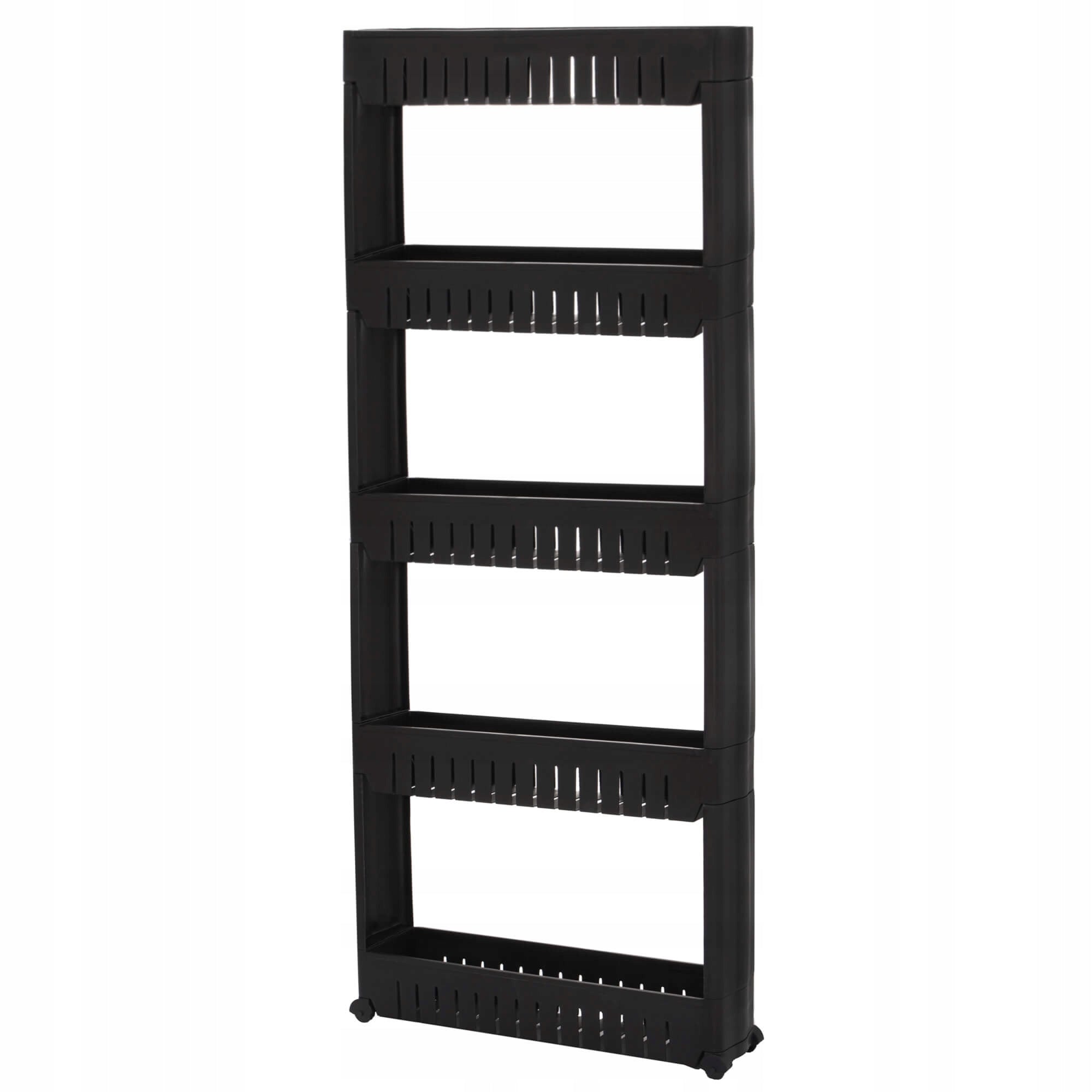 Sistem rafturi de depozitare Sersimo HA118 cu roti pentru bucatarie sau baie cu 5 polite, negru