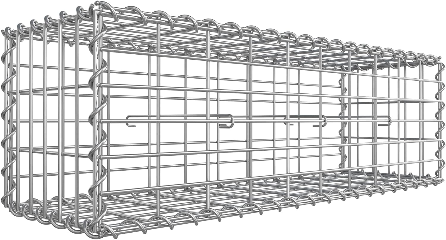 SONGMICS Cos de gabioane pentru pietre, otel galvanizat, 100x30x30cm, argintiu