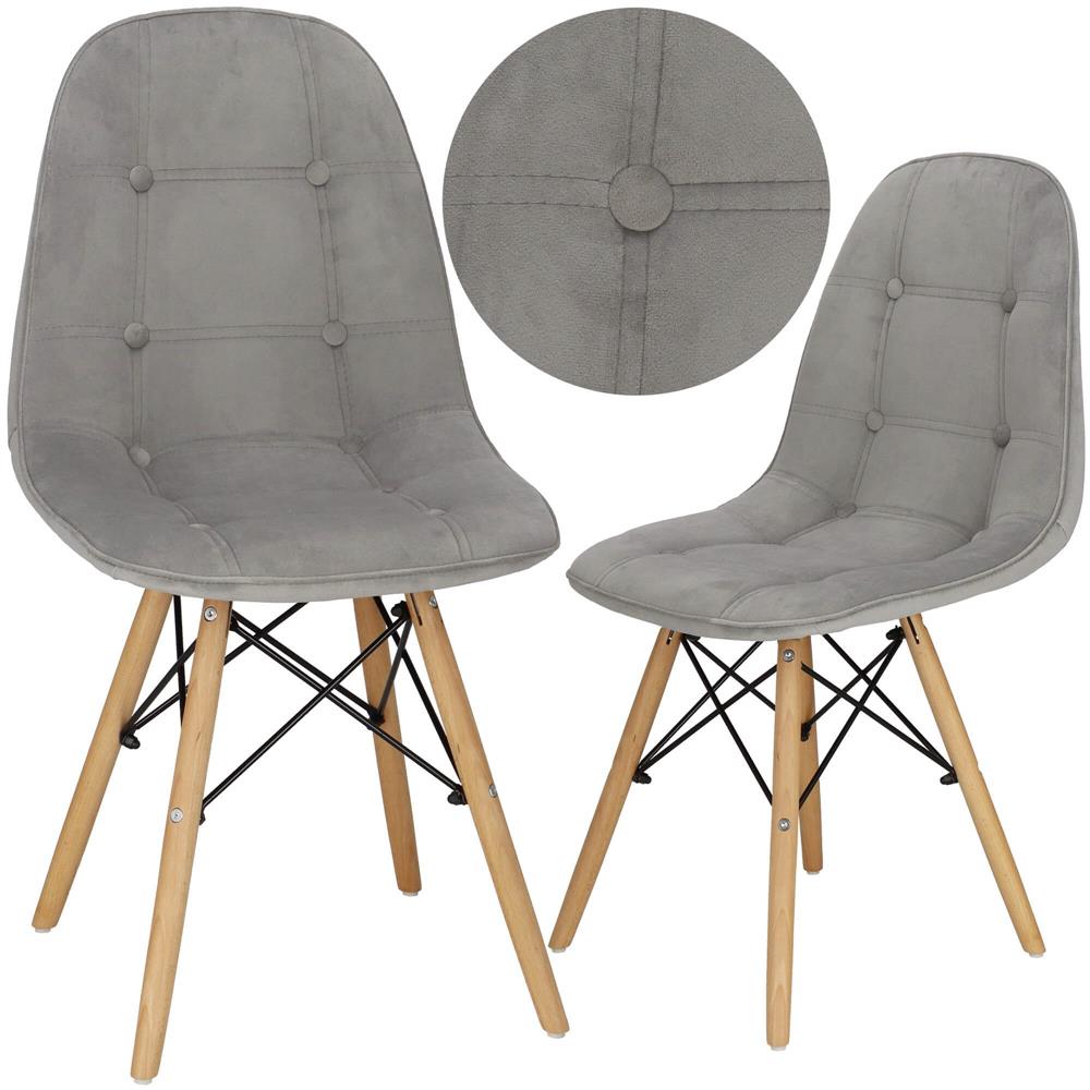 Set 4 scaune dining Milano Soft pentru bucatarie tapitat cu catifea moale, 44x84cm, gri
