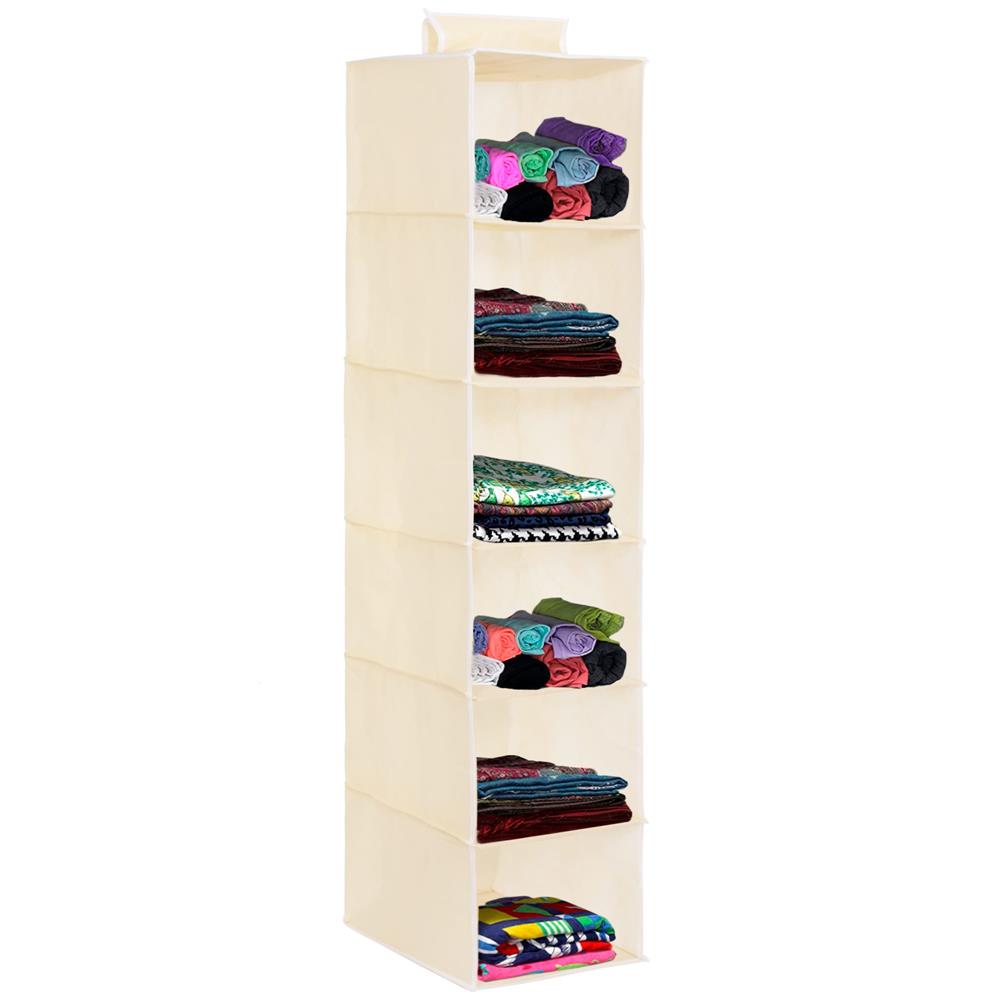 Organizator dulap Sersimo, 6 compartimente, textil, 120cm, crem