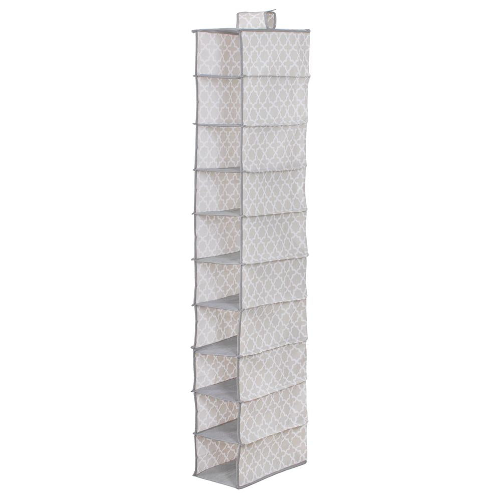 Organizator dulap Sersimo, 10 compartimente, textil, 120cm, gri bej