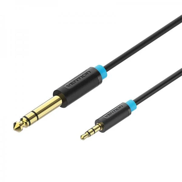 Adaptor audio Vention, de la Jack 3.5mm (T) la Jack 6.35mm (T), 2m, AWG 26, PVC, negru, 