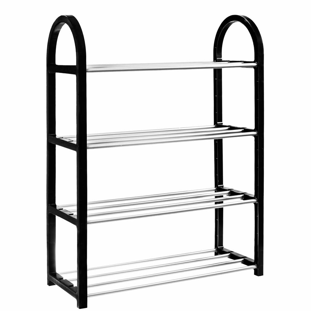 Pantofar metalic Sersimo cu 4 rafturi, 64x50cm, negru argintiu