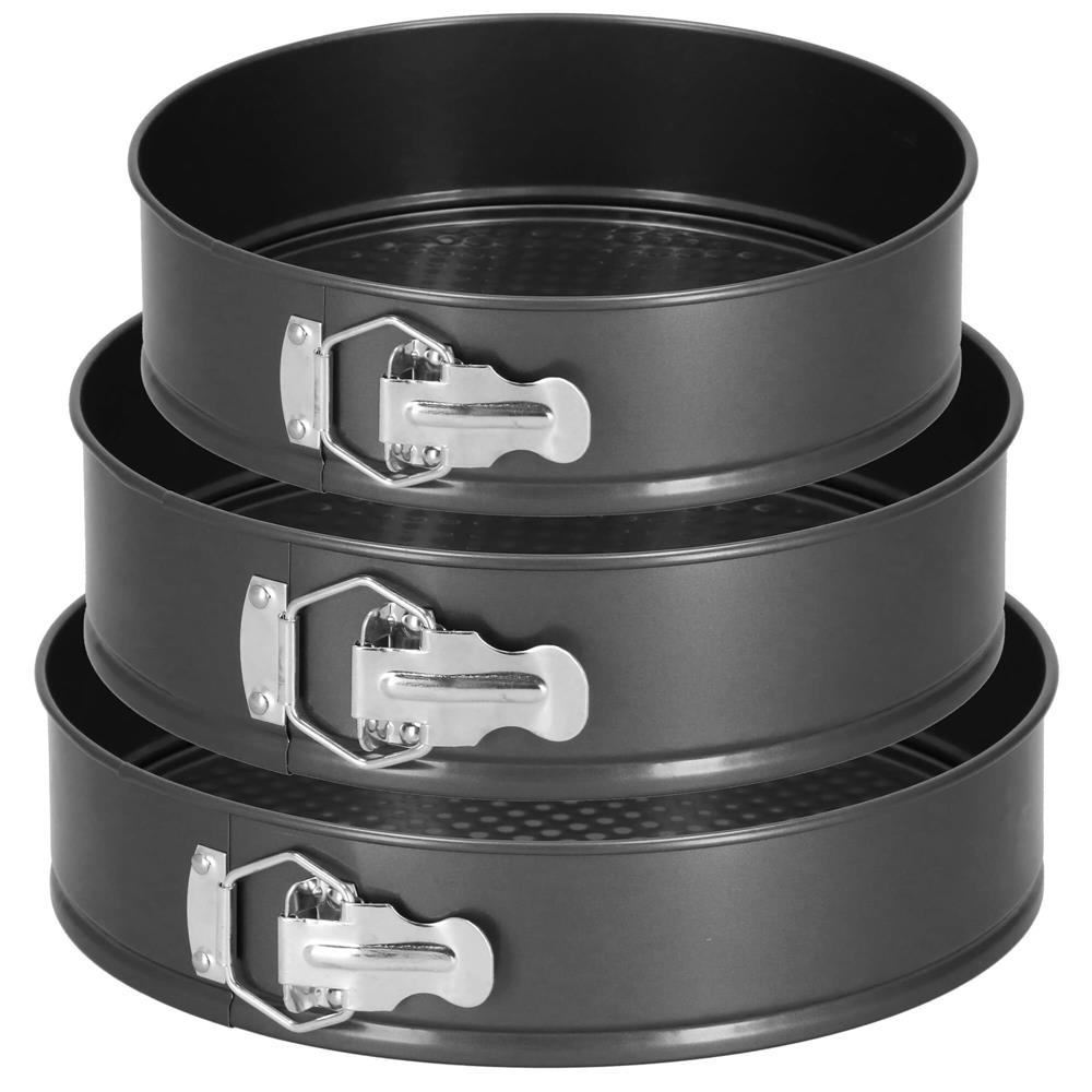 Set 3 forme de copt, 27, 25 si 23 cm, cu fund detasabil, gri