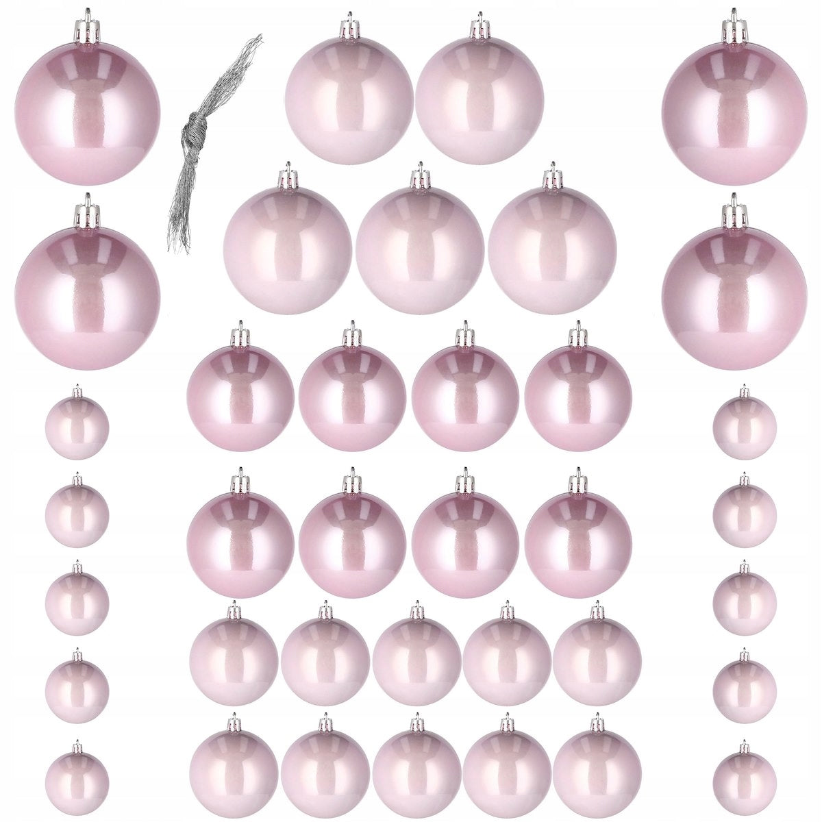 Set globuri de Craciun, 37 bucati, 3-8cm, roz