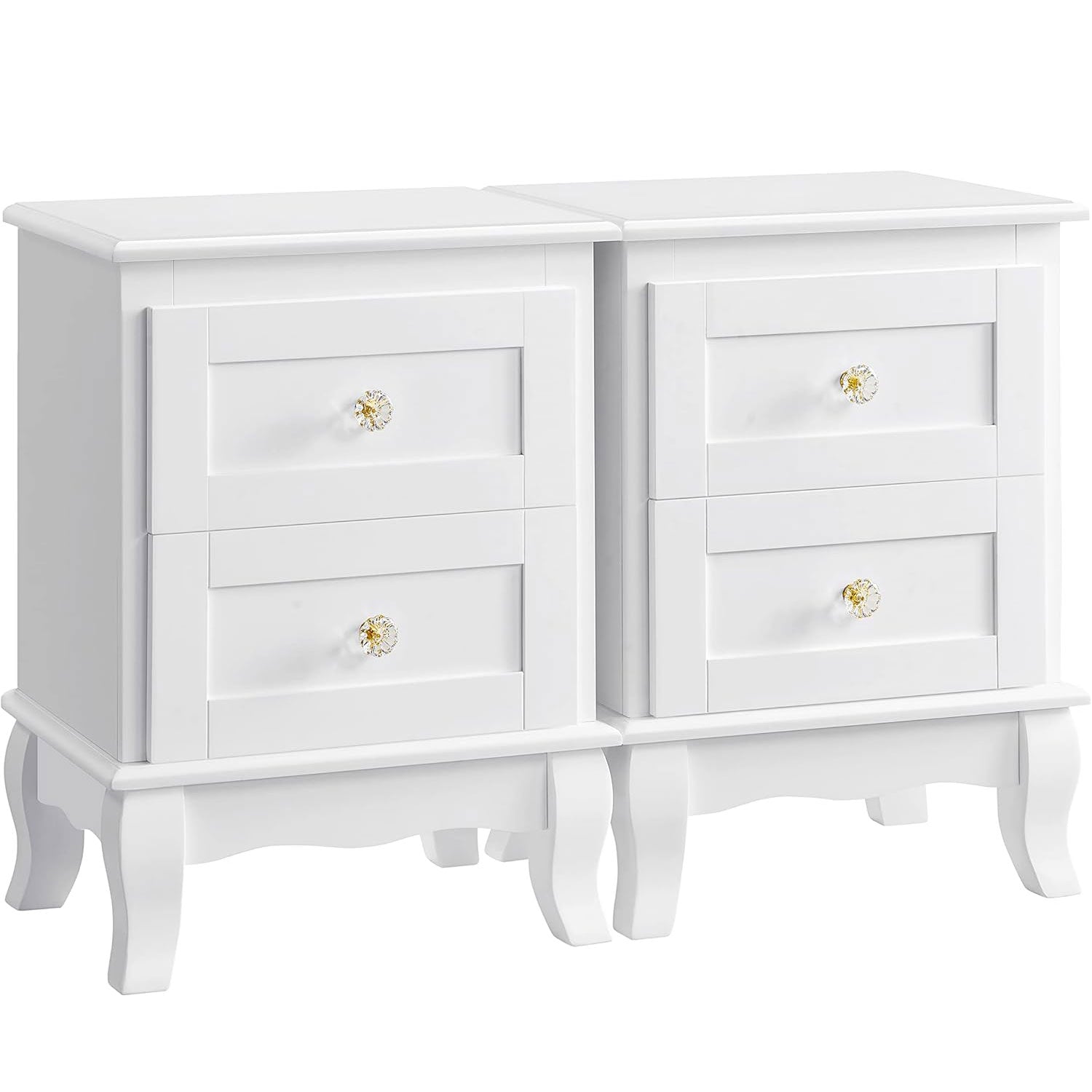 VASAGLE Set de 2 noptiere din MDF, cu sertare, 39x31x53 cm, alb