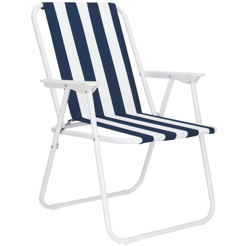 Scaun de plaja Sersimo GC050, pliabil, 100kg, 52x74cm, alb albastru