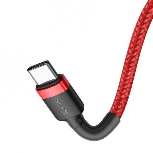 CABLU alimentare si date Baseus Cafule, Fast Charging Data Cable pt. smartphone, USB Type-C la USB Type-C 3A / 60W, braided, 2m, rosu "CATKLF-H09" - 6953156285224