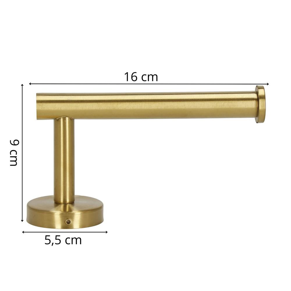 Suport hartie igienica din otel, sistem montare inclus, 16cm, auriu perlat