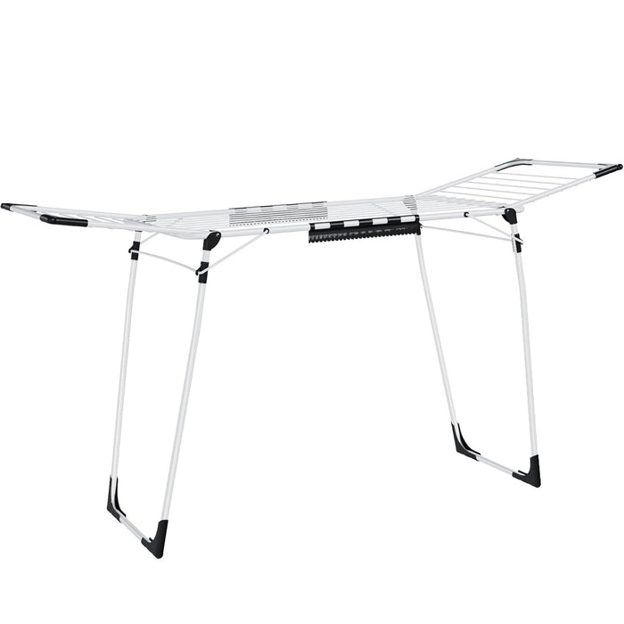 SONGMICS Uscator de rufe pliabil, capacitate intindere haine 18 metri, 57x173x97 cm, alb - BazarOltenia