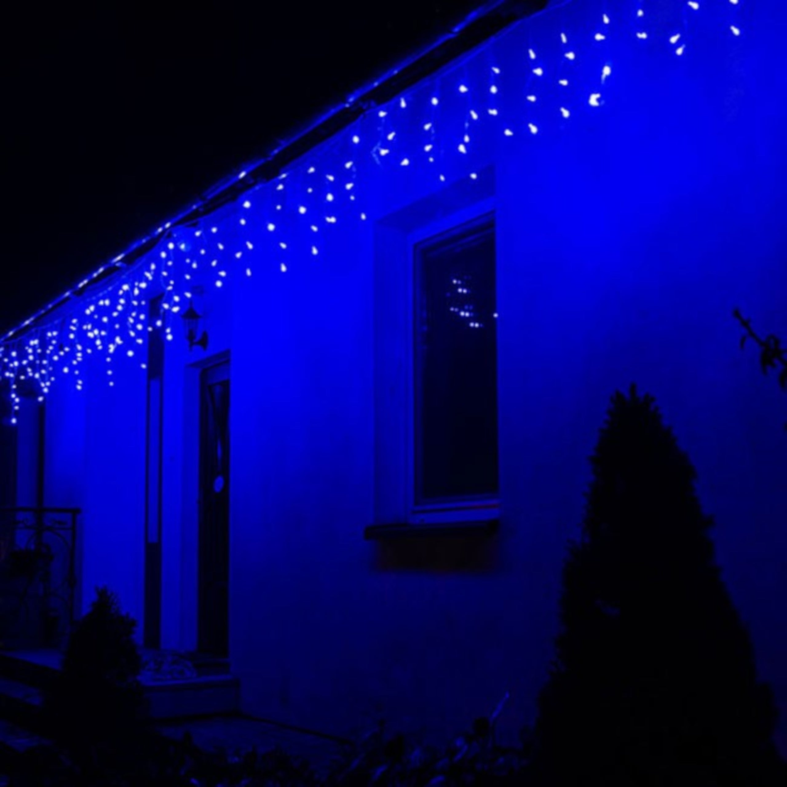 (DL) Ghirlanda luminoasa tip perdea 200 LED-uri, 8m, pentru interior/exterior, iluminare albastra