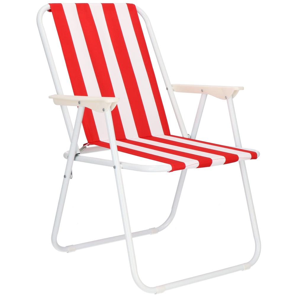 Scaun de plaja Sersimo GC052, pliabil, 100kg, 52x74cm, alb rosu