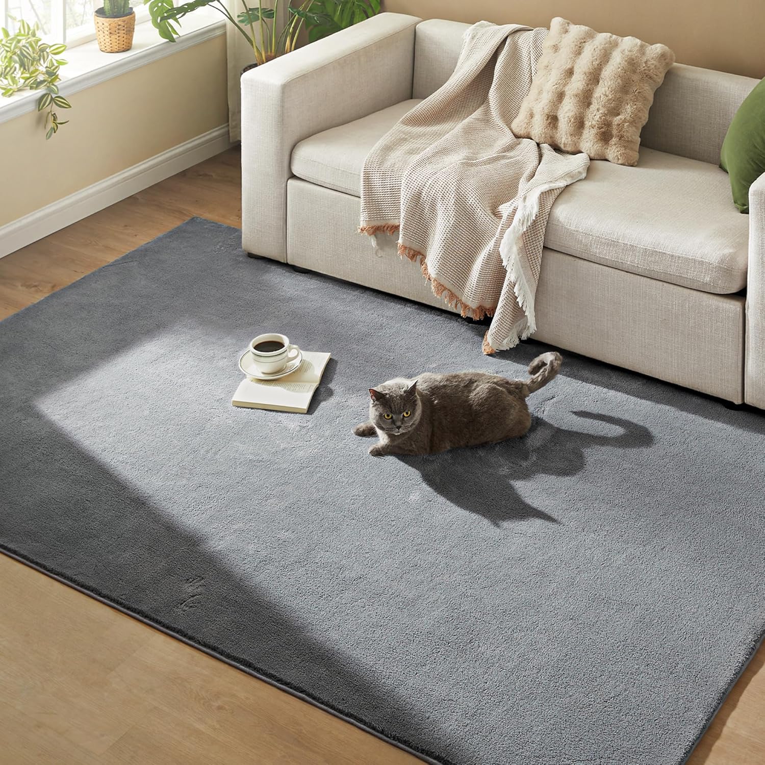 SONGMICS Covor decorativ antiderapant, lavabil la masina, 160×230 cm, gri