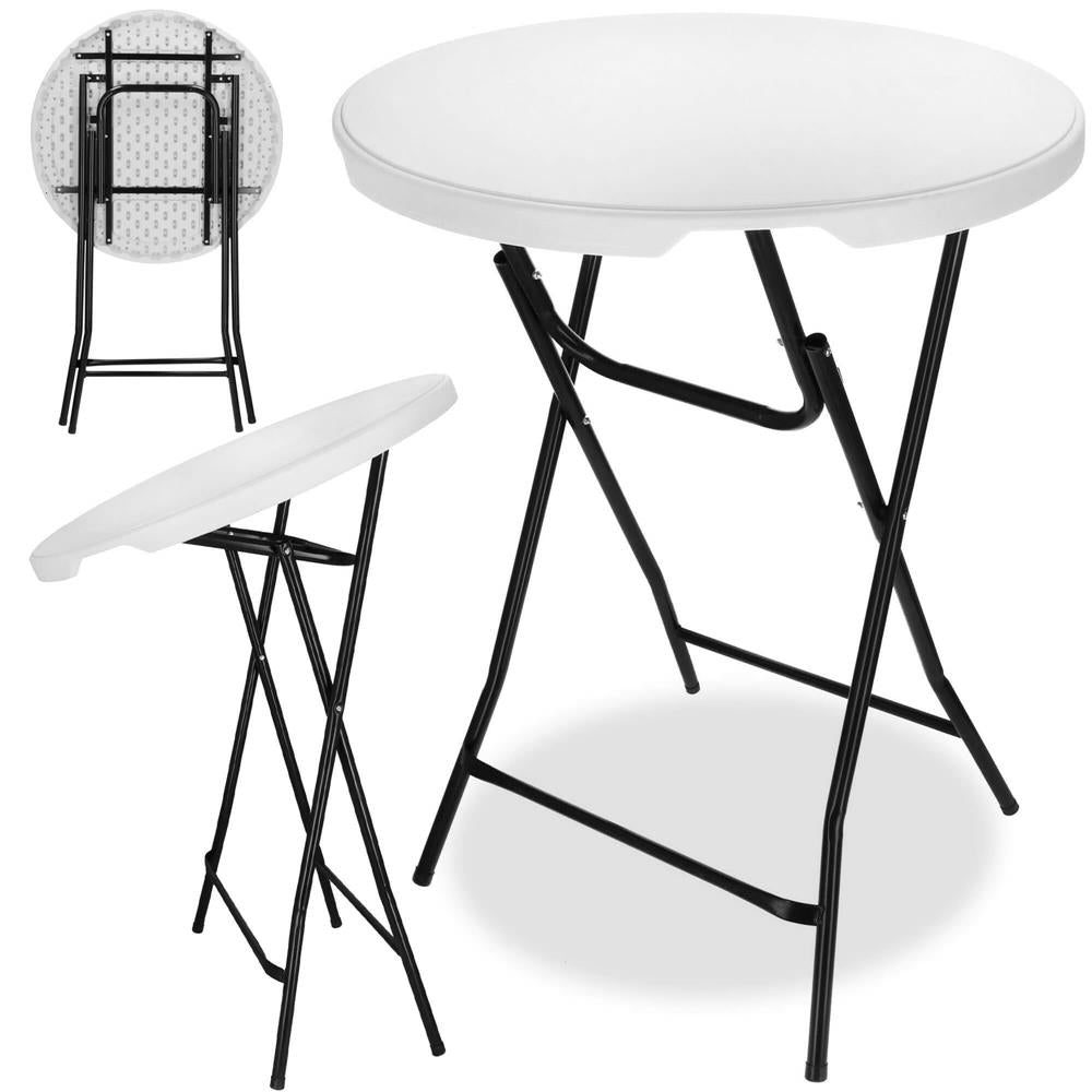 Masa catering profesionala pentru evenimente, inalta, cu picioare metal pliabile, rotunda, d 80 cm, h 110 cm, alb - 2