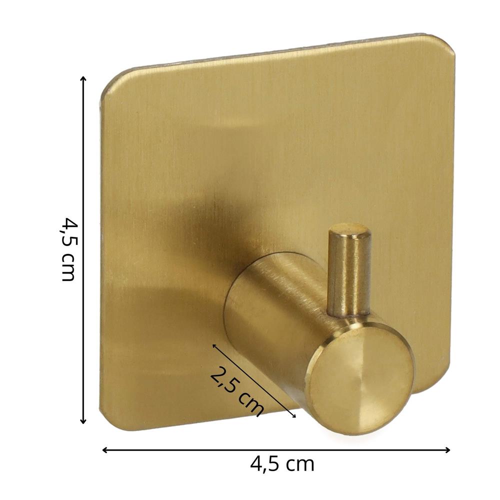 Set 4 agatatori tip cuier pentru baie, sistem fixare inclus, aluminiu, auriu