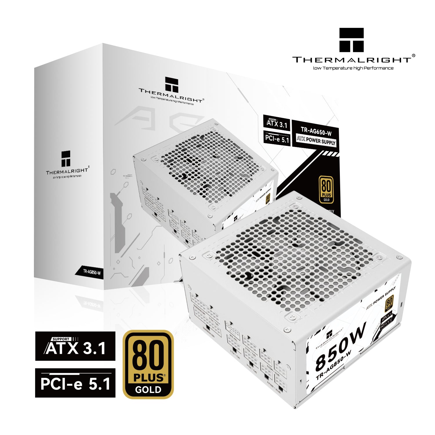 SURSA Thermalright "TR-AG 850", 850W, certificare 80 Plus Gold, modular, fan 120mm, alb, "TR-AG 850-W"