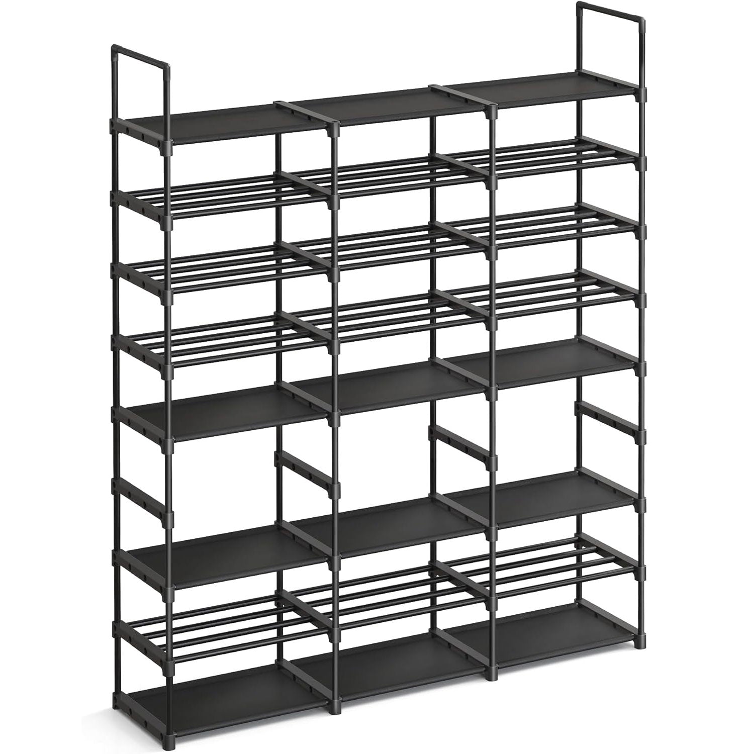 SONGMICS Raft pentru pantofi metalic, personalizabil, pana la 48 perechi, 30x129x158 cm, negru