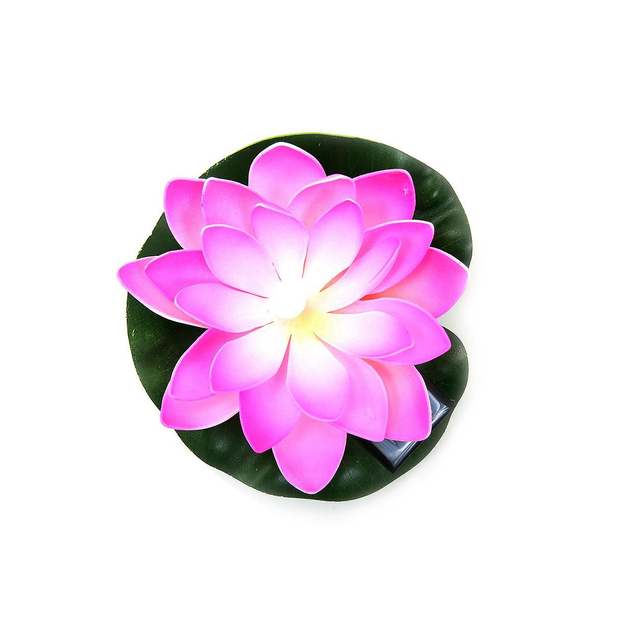 Lampa solara LED de gradina, plutitoare pe apa, floare de nufar roz, 18x18x6cm