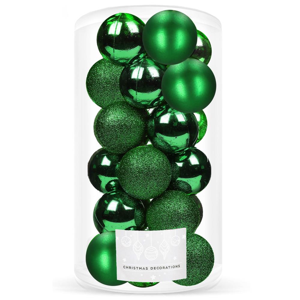 Set globuri de Craciun, 20 bucati, 3 modele, 4cm, verde