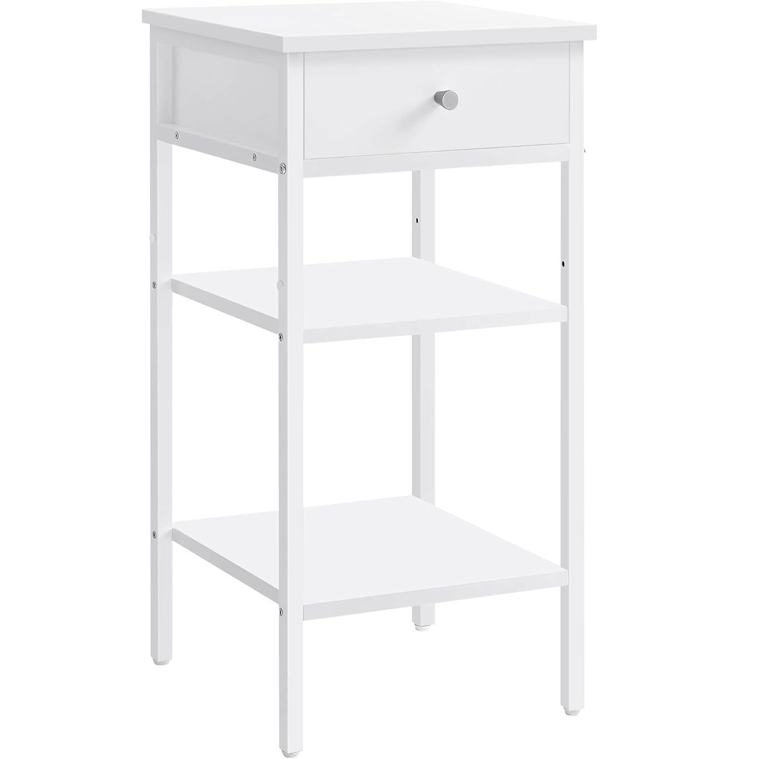 VASAGLE Noptiera cu sertar pentru dormitor, design scandinav, 35x35x70cm, alb
