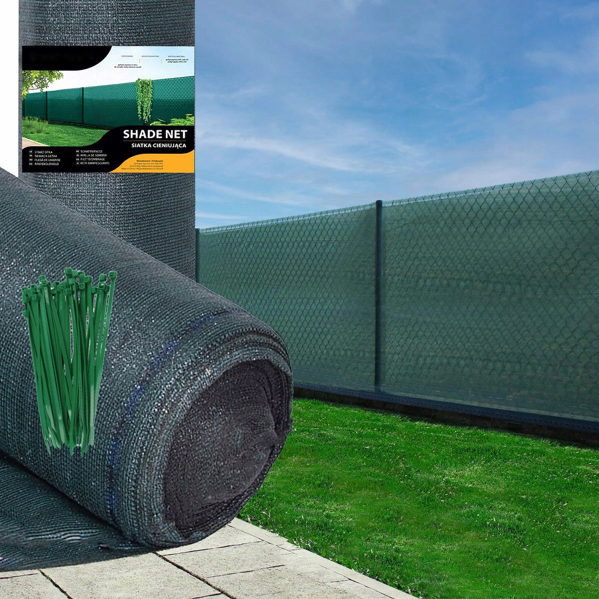 Plasa umbrire si intimitate pentru gard, 1.5m latime, 25m lungime, 140g densitate, verde