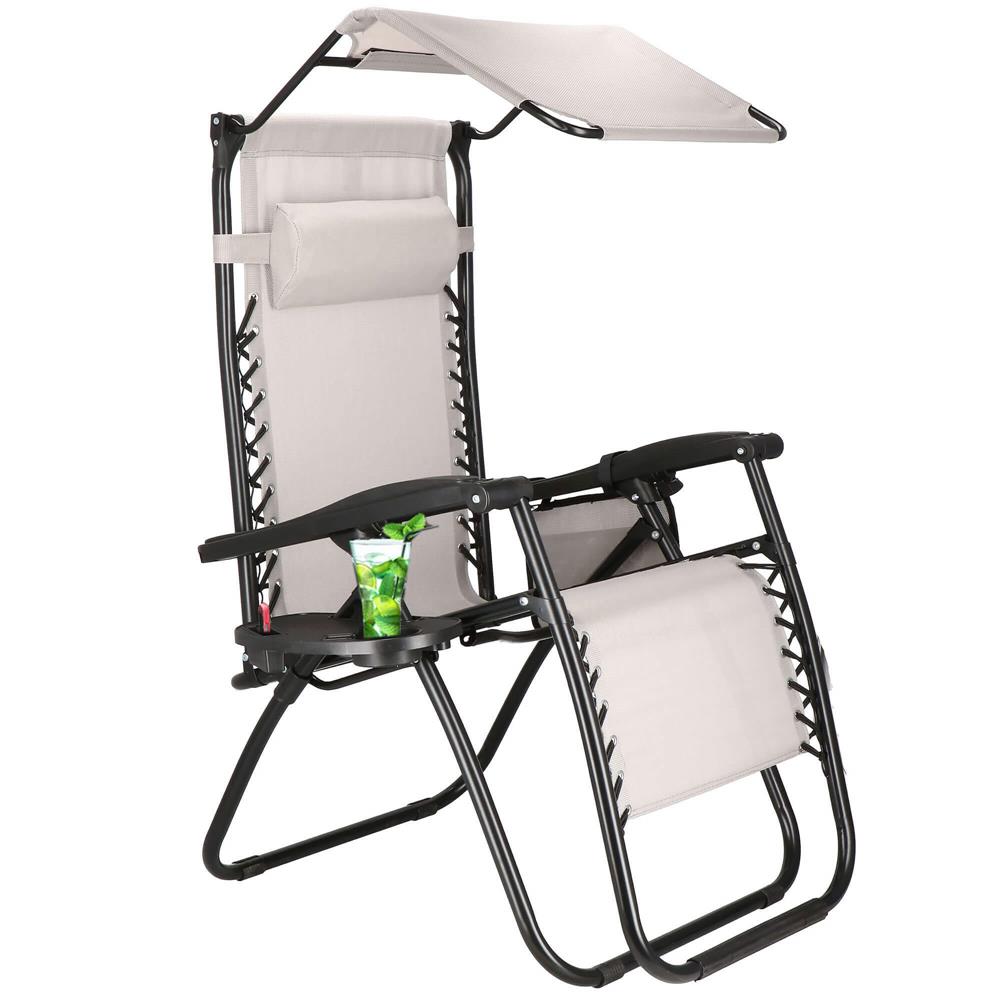 Sezlong pliabil SERSIMO GC11, Relax Zero Gravity cu parasolar, 175cm, gri