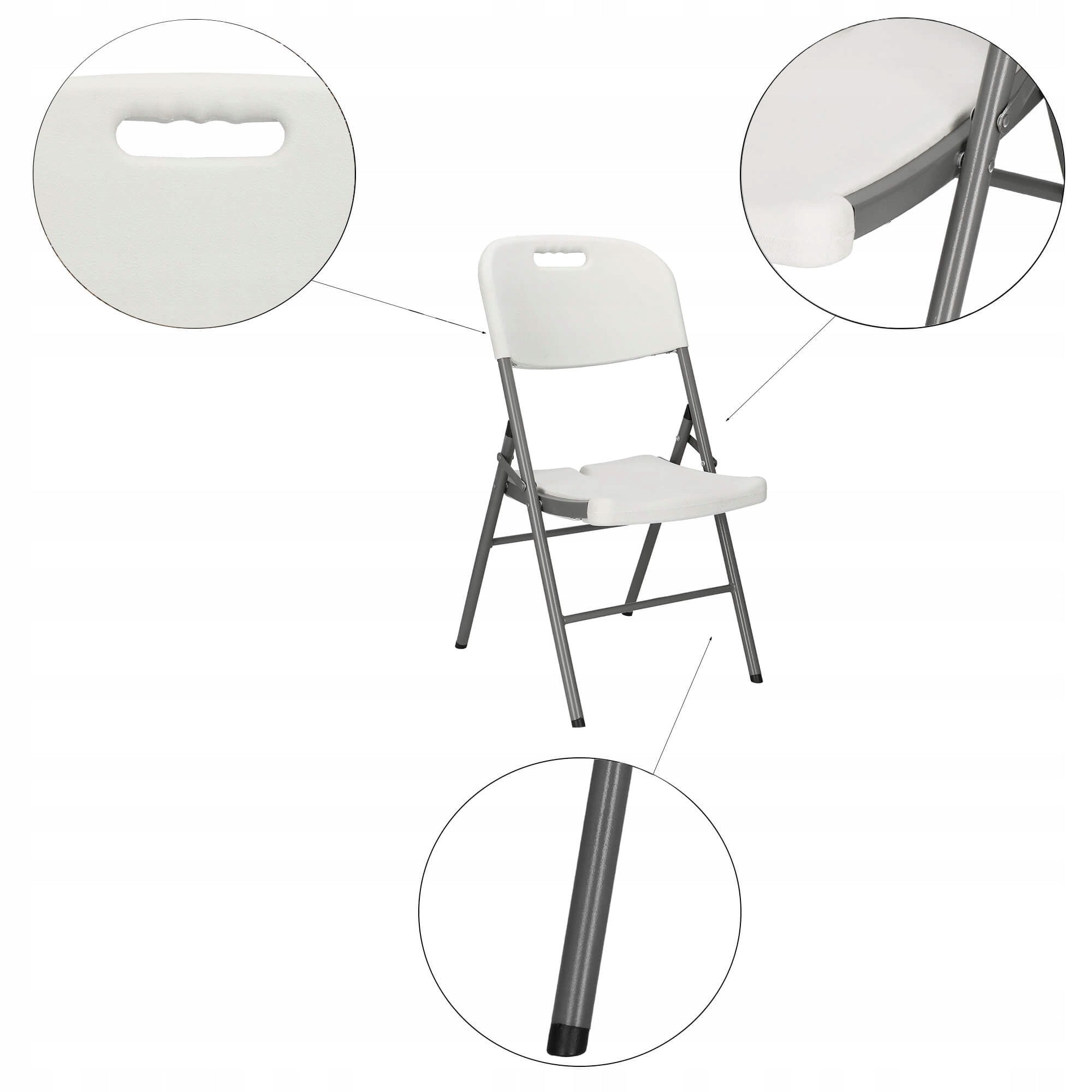 Scaun pliant din plastic pentru catering sau terasa, sarcina 150kg, alb