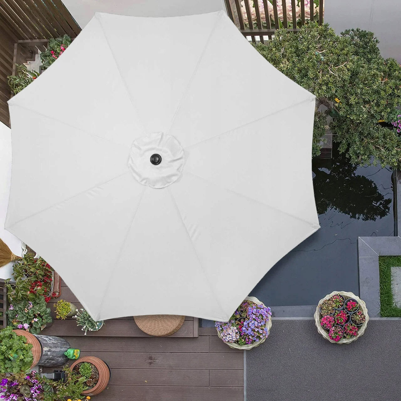 Umbrela terasa gradina, cu manivela si inclinare, GU20E, diametru 300cm, Argintiu