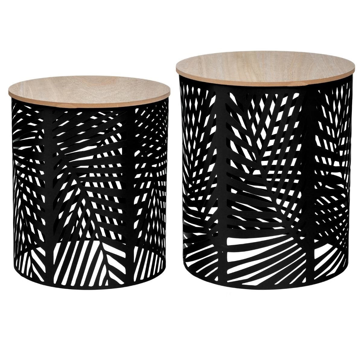 Set 2 masute cafea Atmosphera Akira, 39x45 cm si 35x40 cm, structura metalica, negru