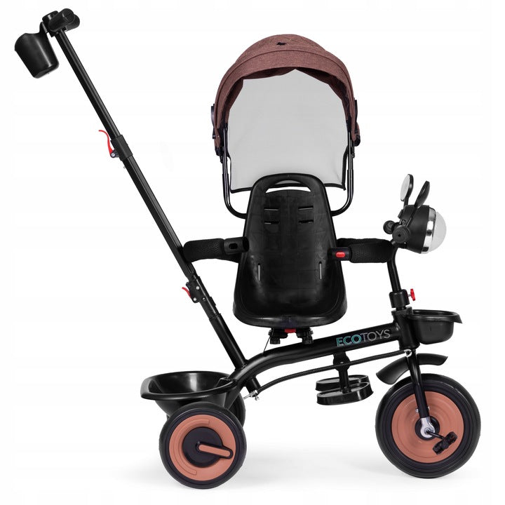 Tricicleta 3 in 1 pentru copii 61x41x25 cm, sezut rotativ, lumina si sunete, cadru otel si roti EVA, negru