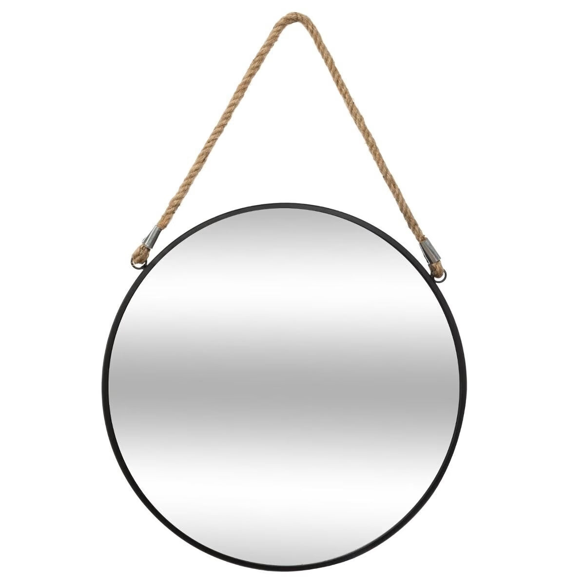 Oglinda rotunda Atmosphera Eden cu sfoara, cadru metalic, 55x82 cm, negru