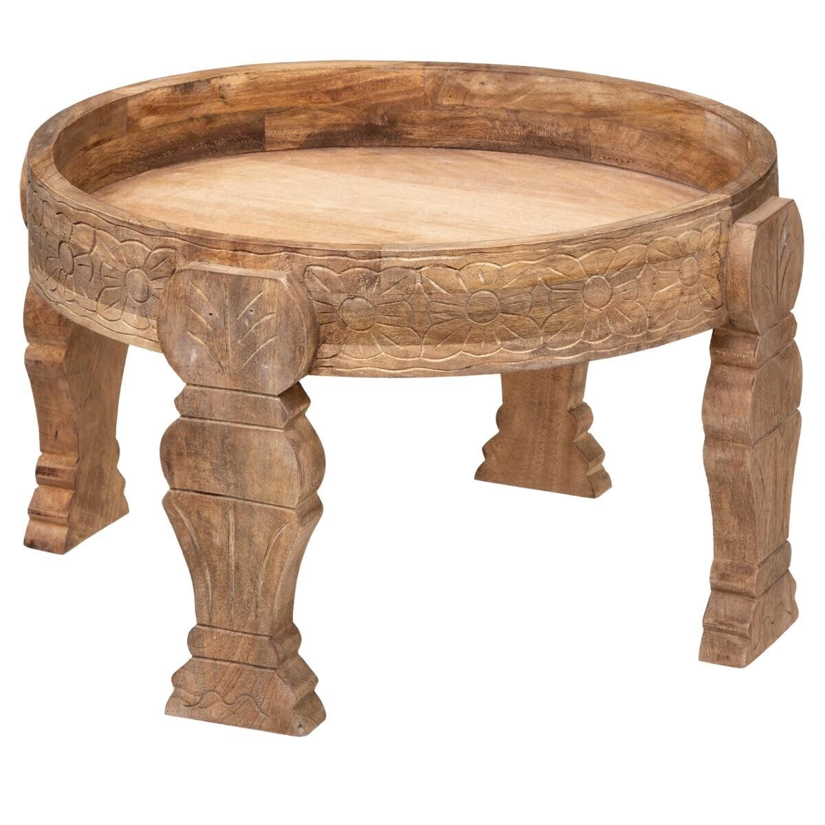 Masuta cafea rotunda Atmosphera Gypsy din lemn masiv de manguier, 51x34 cm, maro