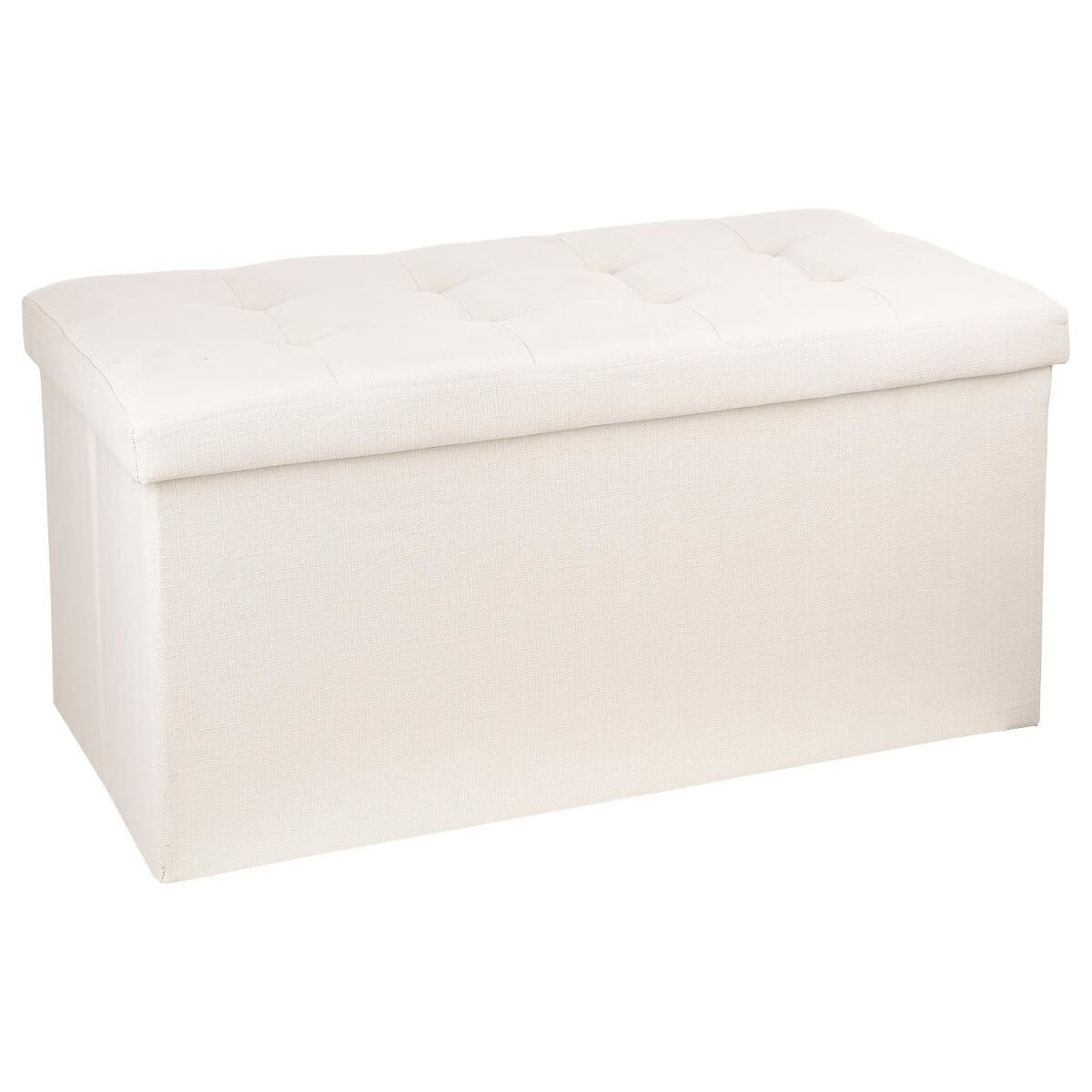 Taburet dublu pliabil Atmosphera Lysandre, MDF si poliester, 76x38x38 cm, bej