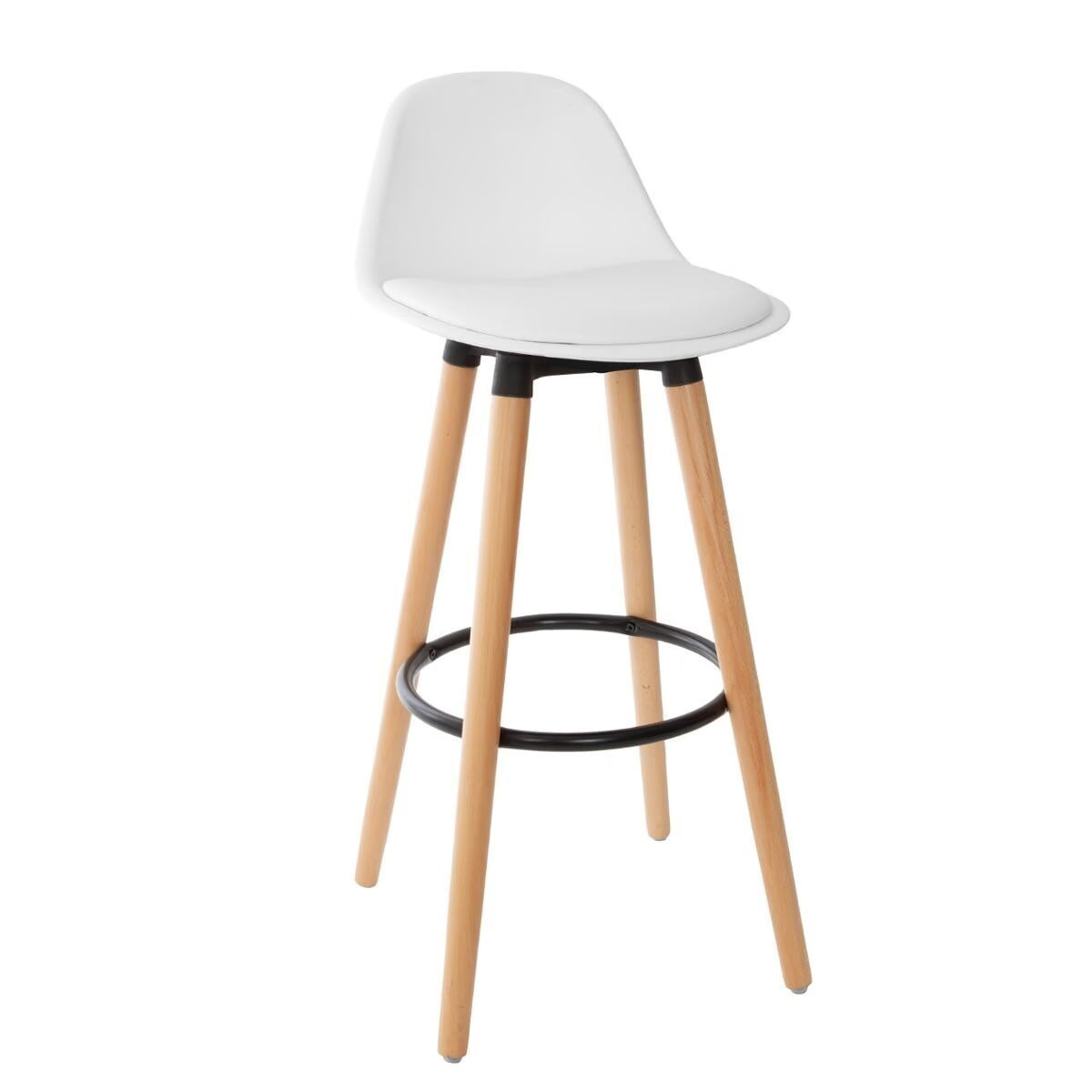 Scaun bar Atmosphera Maxon, 40x43x92 cm, picioare din fag, stil scandinav, alb