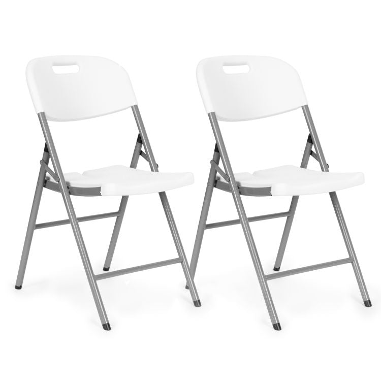 Set 2 scaune pliante 44x58x83 cm, structura metal si sezut HDPE, pliabile si usoare, alb