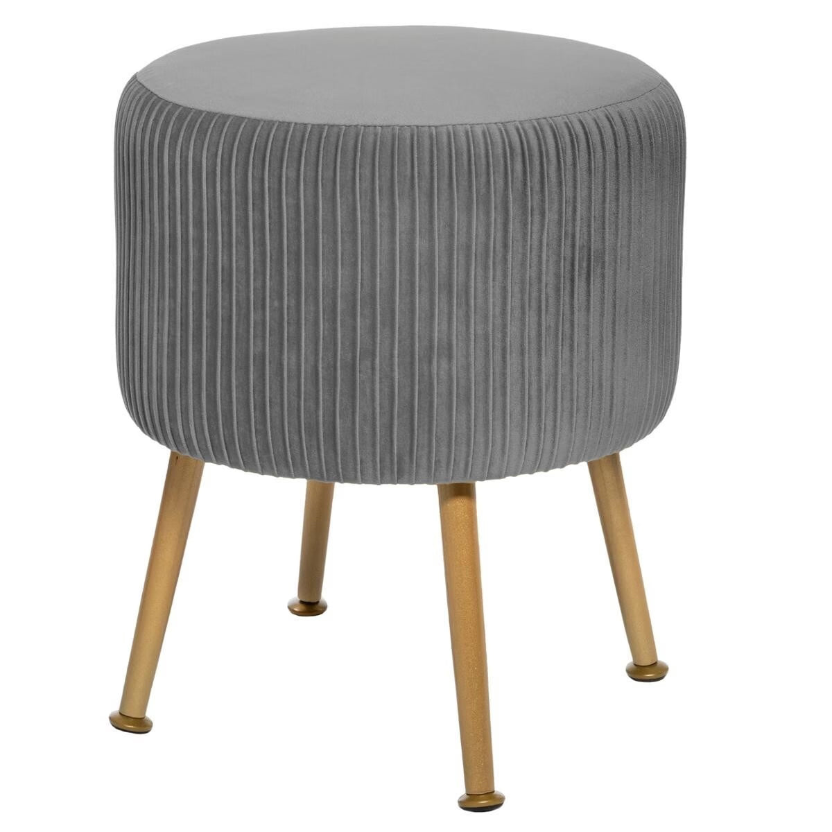 Taburet Atmosphera Solaro rotund cu baza aurie, 35x41 cm, gri