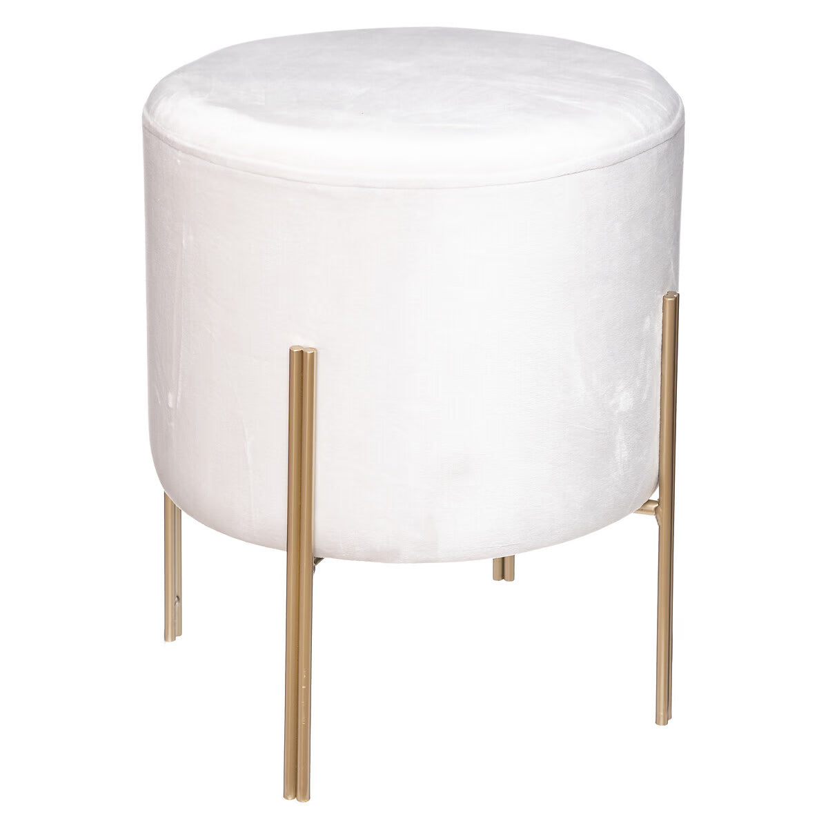 Taburet rotund Atmosphera Ilyan, 34x40 cm, catifea si MDF, alb