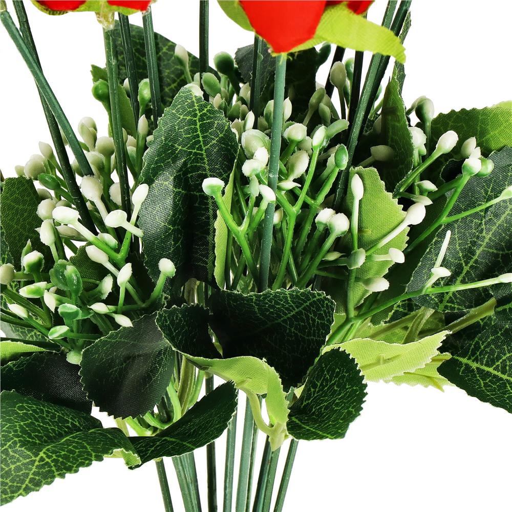 Buchet de flori artificiale din poliester, 12 fire trandafiri, 38cm, rosu