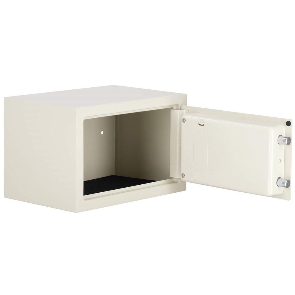 Seif electronic standard cu cifru si cheie, 200x300x200 mm, Otel, Bej