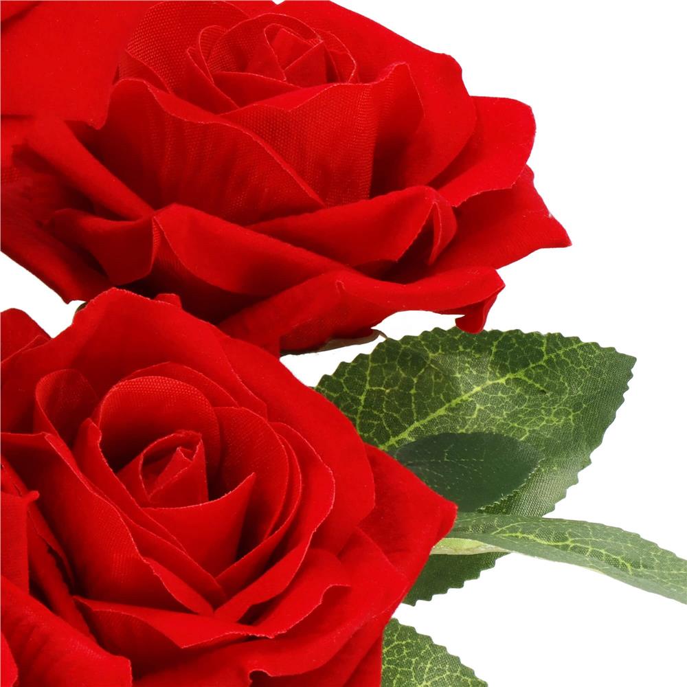 Buchet de flori artificiale din poliester, 6 fire trandafiri, 55cm, rosu