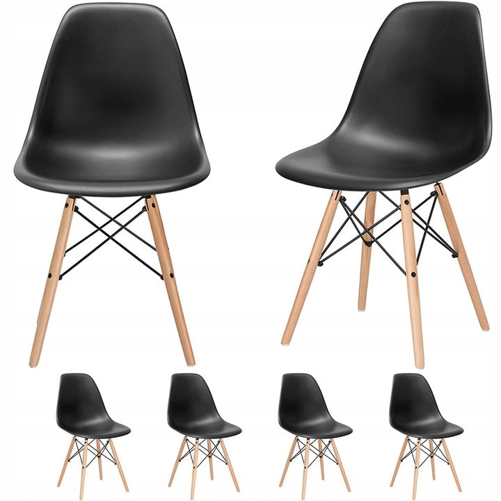 Set 4 scaune dining Scandinav pentru bucatarie, 38x42x82cm, negru