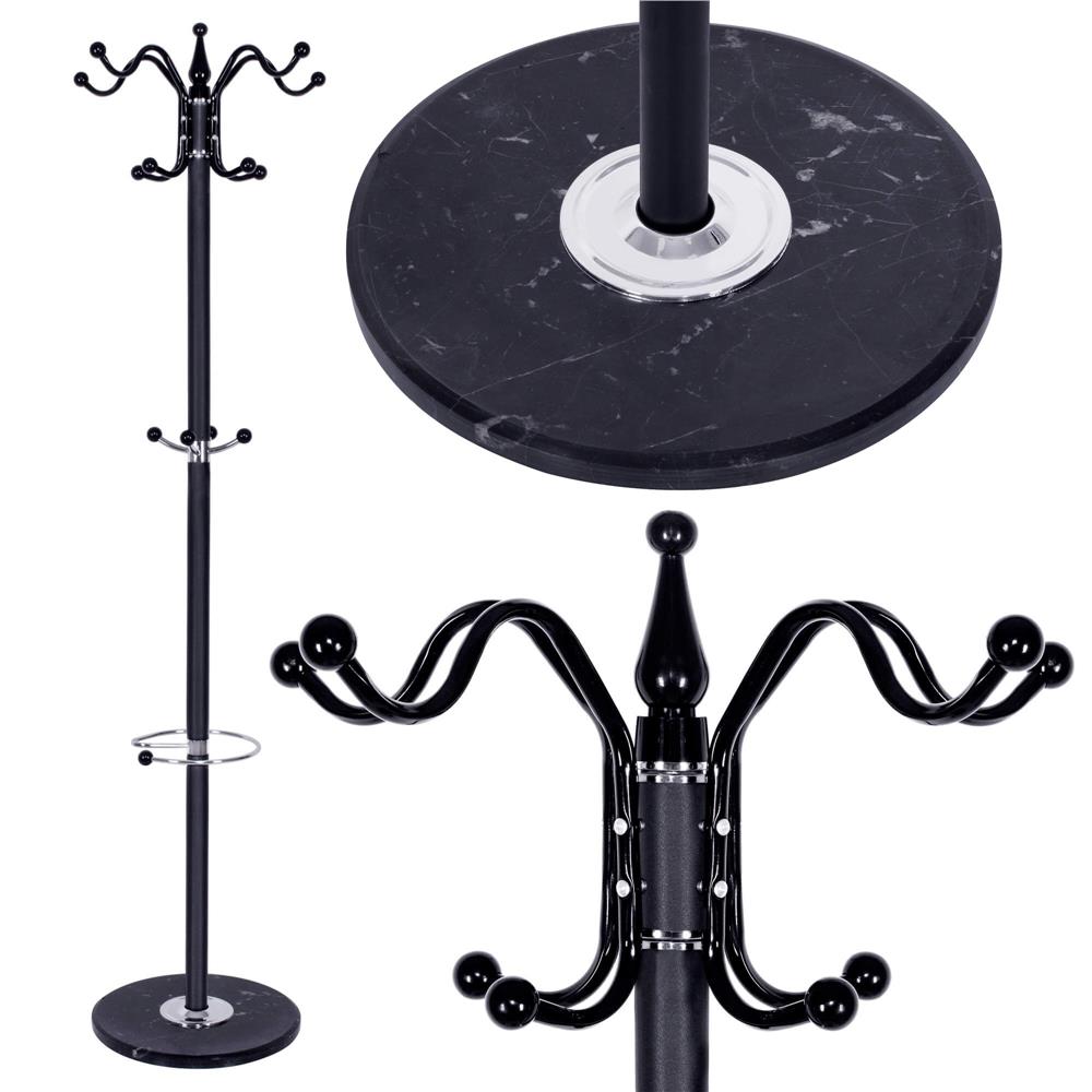Cuier tip pom din metal Sersimo, 12 agatatoare, 174cm, negru